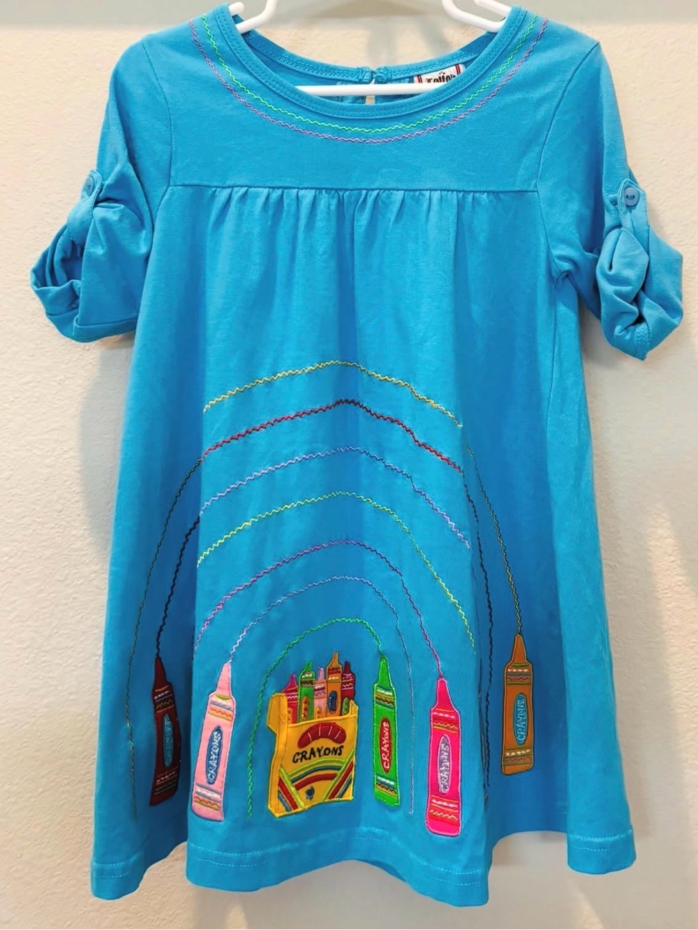 Toddler Girls Blue Crayon Tee Dress